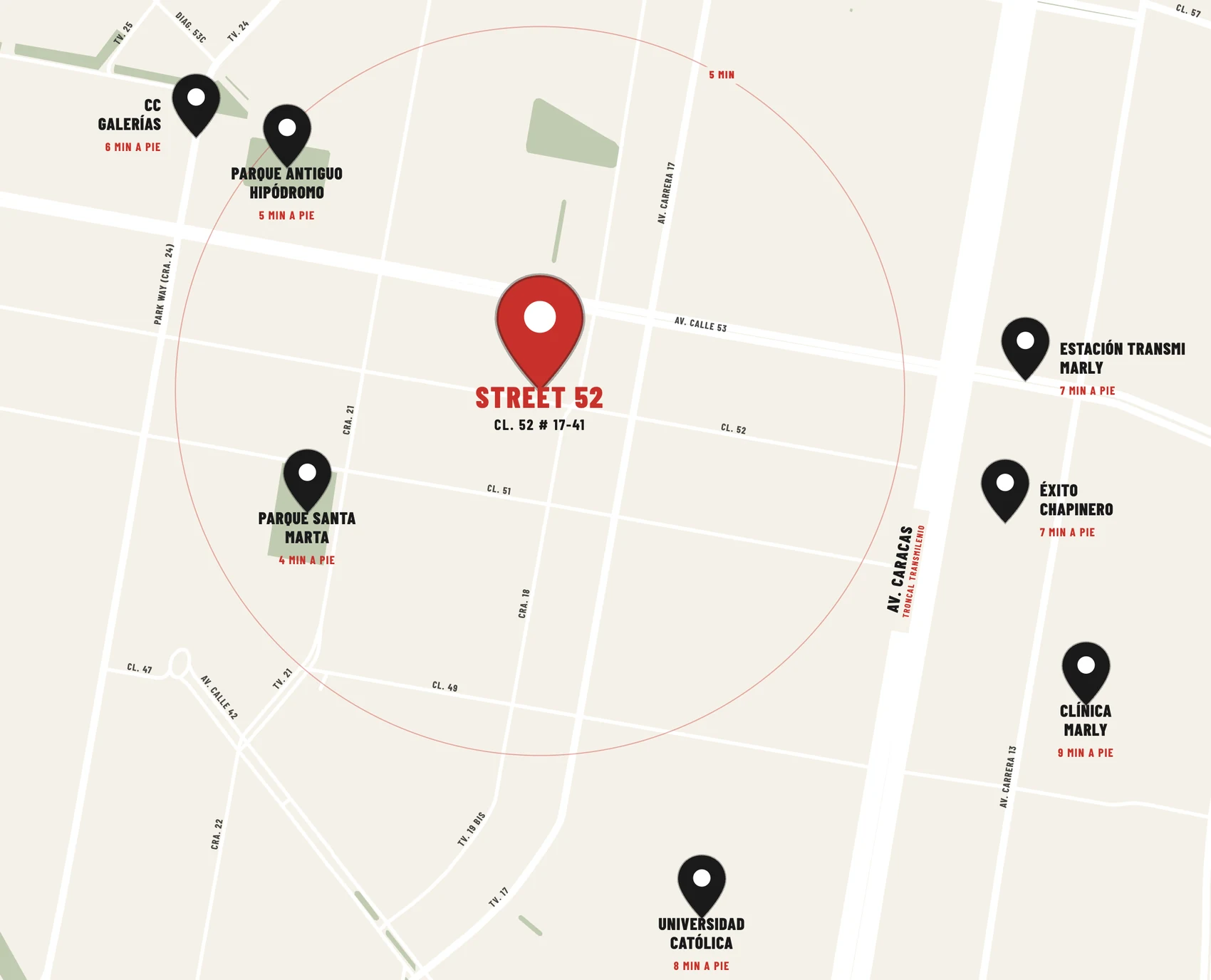 Mapa de ubicación de STREET 52 en Chapinero