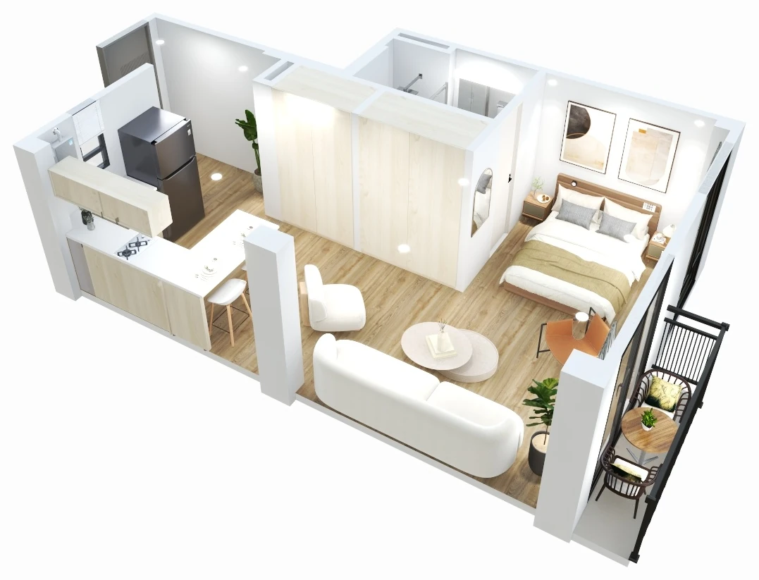 Planta isométrica del apartamento tipo